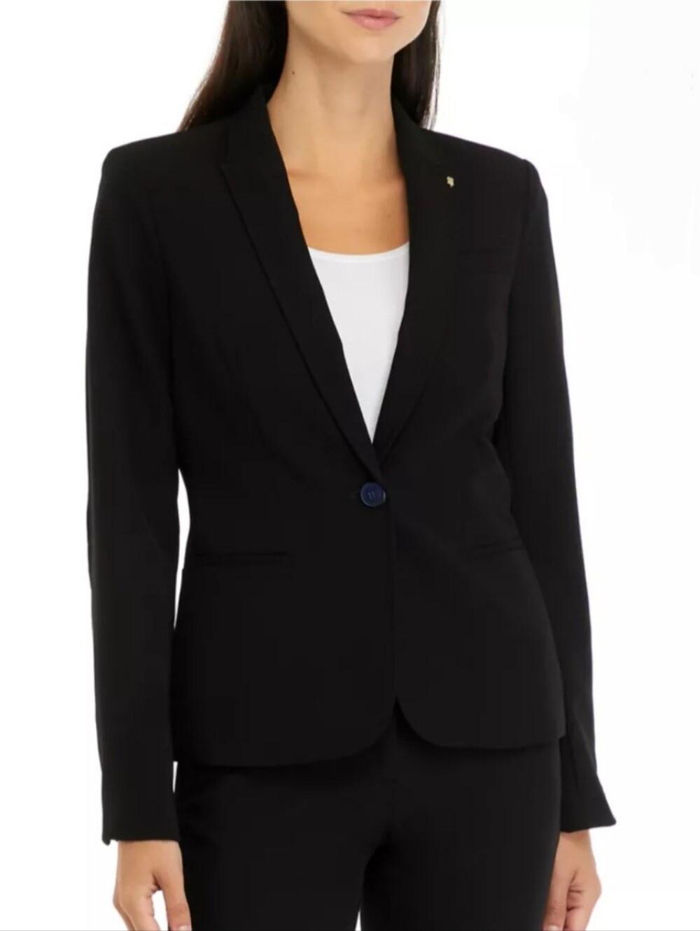 Tommy Hilfiger Women's One Button Twill Short Blazer In Black Size SP